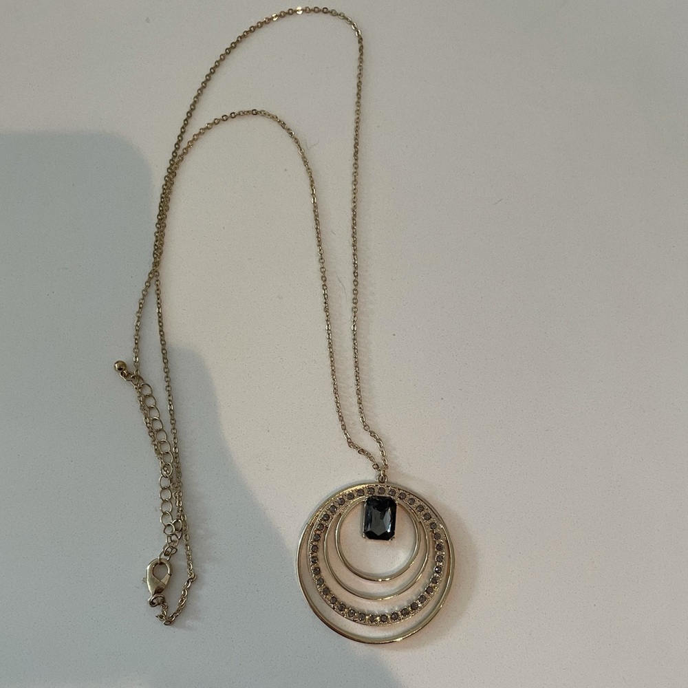 Anthropologie Gold Necklace with Blue Stone